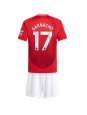 Manchester United Alejandro Garnacho #17 Domácí dres pro děti 2024-25 Krátký Rukáv (+ trenýrky)